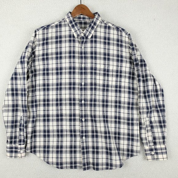 Ami Alexandre Mattiussi Shirt Mens 42 Extra Large White Black Plaid Button Down - Picture 1 of 10